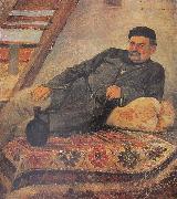 Romanoz Gvelesiani A Kakhetian man with a jar Germany oil painting artist